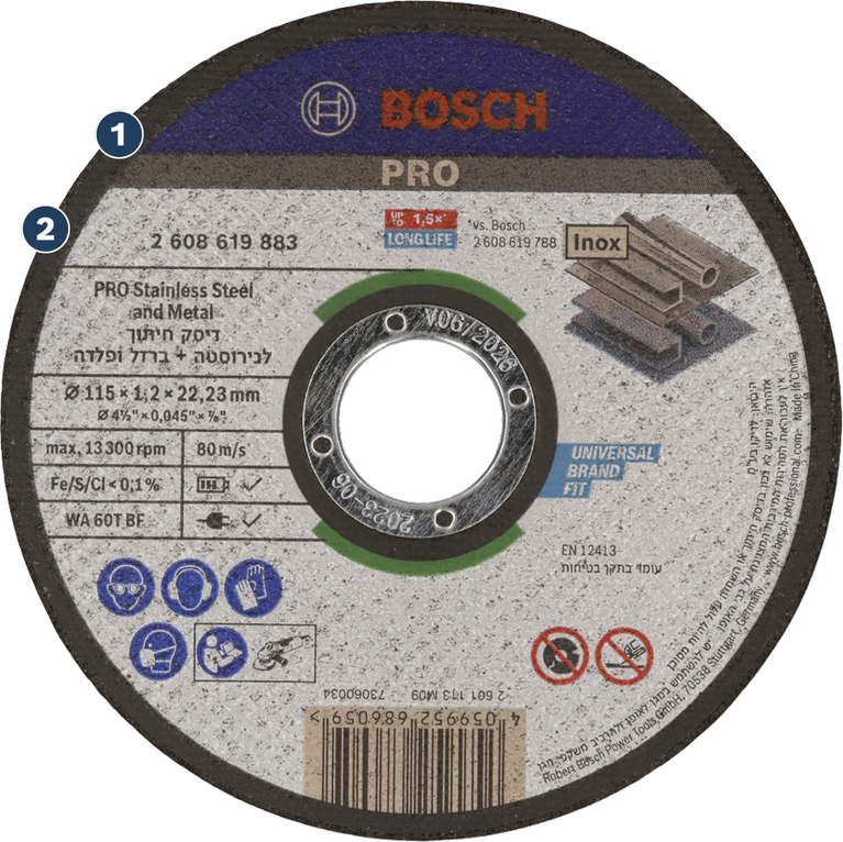 דיסק חיתוך Bosch PRO מפלדת אל-חלד ומתכת.