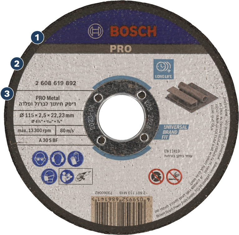 Disc de tăiere pentru metal Bosch PRO pentru durată lungă de viață și potrivire universală.