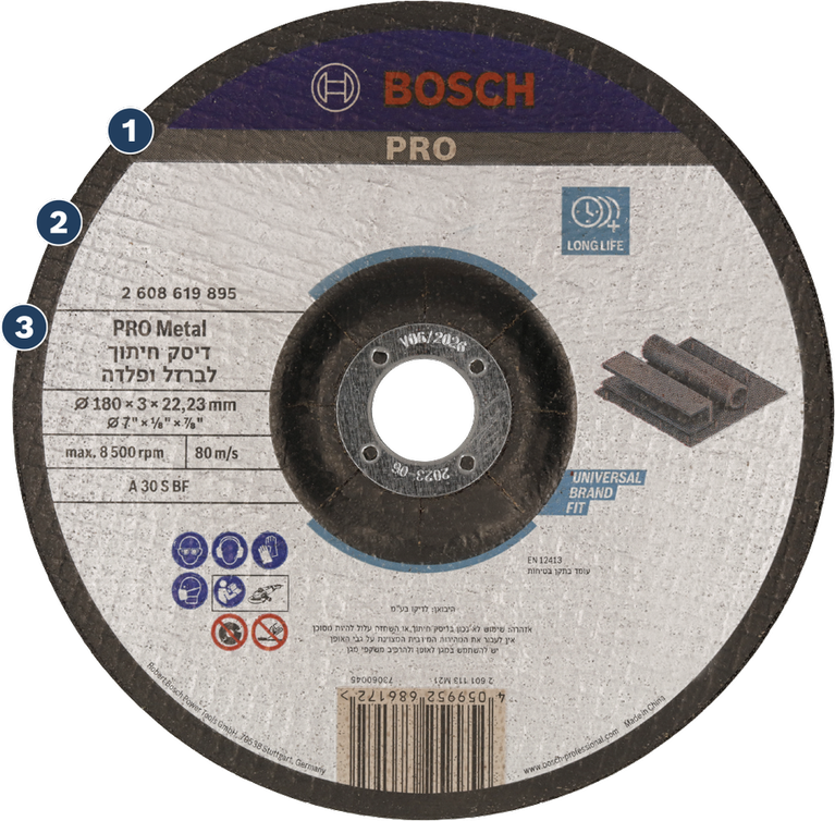 דיסק חיתוך Bosch PRO Metal ללטש מתכת לאורך זמן.