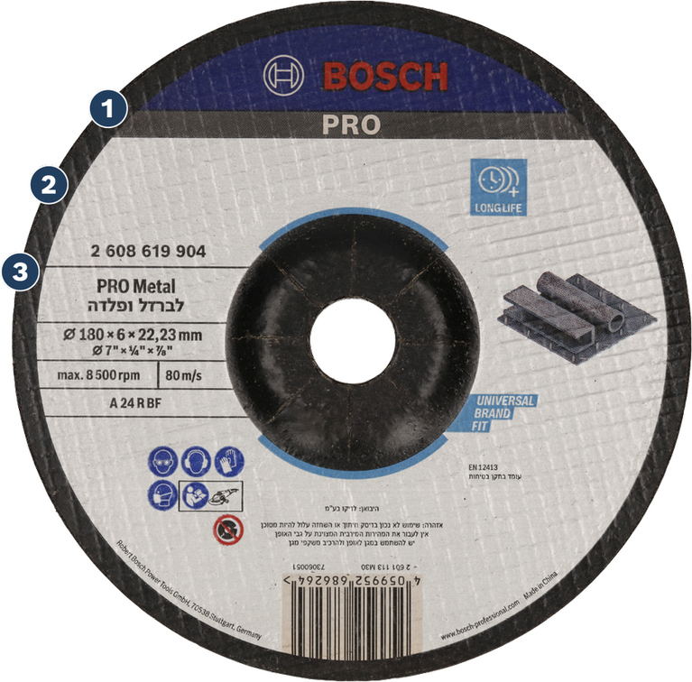 דיסק חיתוך Bosch PRO Metal לאורך זמן והתאמה אוניברסלית.
