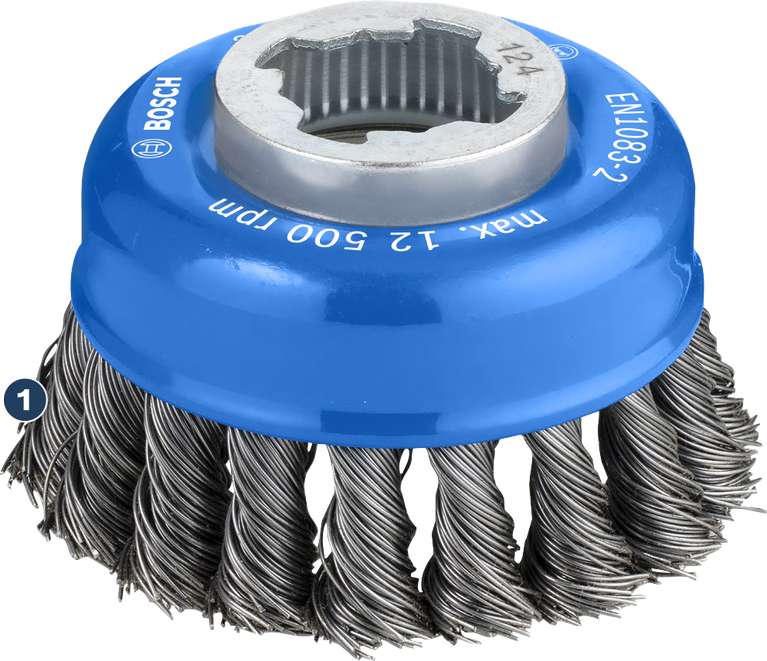 Bosch wire cup brush for angle grinder cleaning.