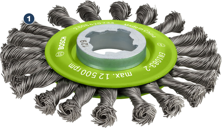 Bosch PRO Edelstahl X-LOCK 115 mm Drahtbürste mit Knoten.