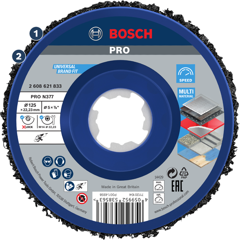 Bosch PRO N377 multi-materiaal draadborstelschijf.