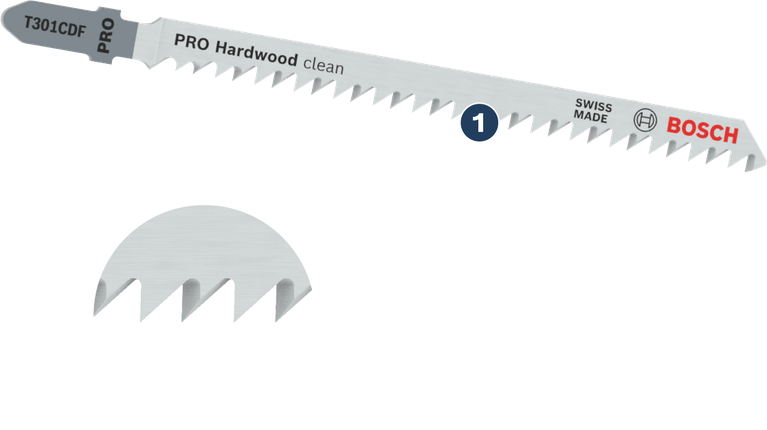 Bosch PRO Hardwood clean T301CDF tikksae tera lihvitud hammastega.