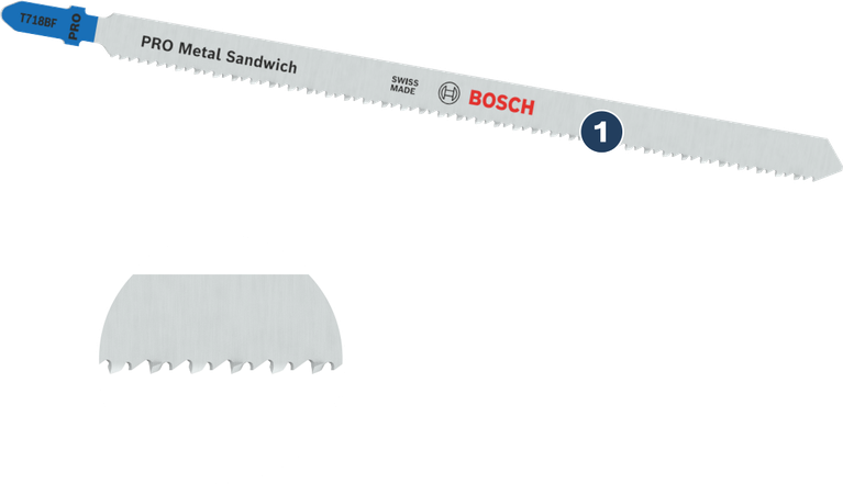 Bosch PRO Metal Sandwich jigsaw blade for metal cutting.