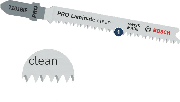 Bosch PRO Laminate clean jigsaw blade for precise cuts.