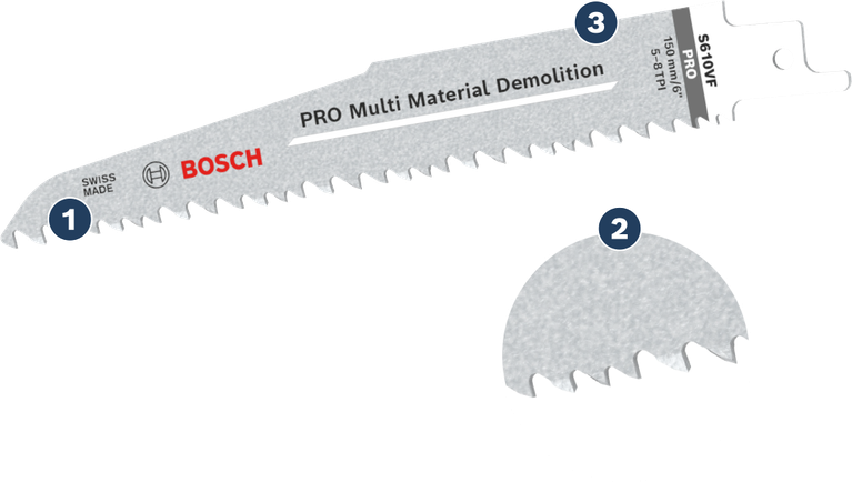 Bosch PRO Multi Material Demolition S610VF reciprocating saw blade.