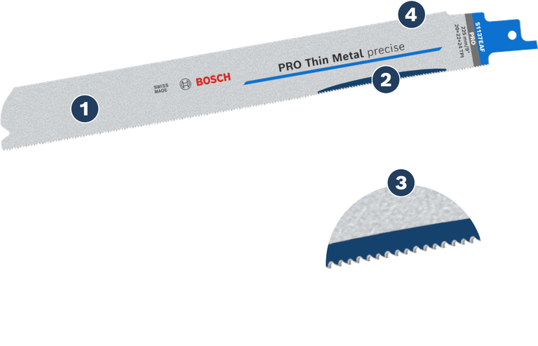 Bosch PRO Thin Metal precise S1137EAF blade for thin metal cutting.