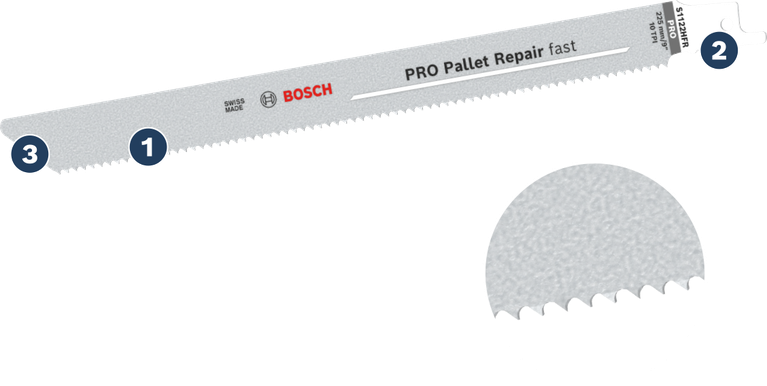 Bosch PRO Pallet Repair fast saw blade for wood repair.