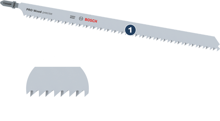 Bosch T1044DP jigsaw blade for precise wood cutting.