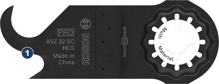 Hoja multiherramienta Bosch PRO ASZ 32 SC para corte de múltiples materiales.