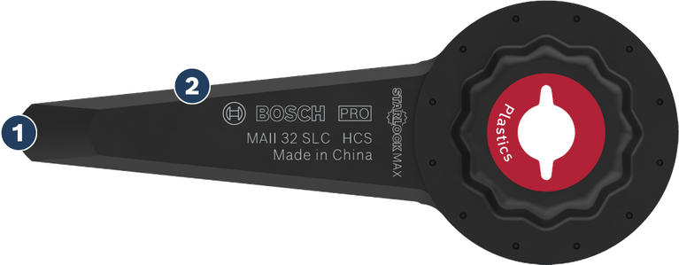 Bosch MAII 32 SLC Starlock Max schraapmes voor kunststoffen.