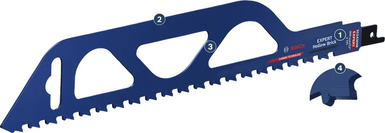 Bosch EXPERT Hollow Brick reciprocating saw blade for cutting hollow brick.