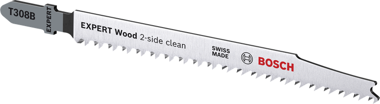 High Precision tear-free cutting wood Bosch T308B Expert Wood jigsaw blade for clean cuts.