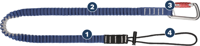 Bosch Spider tool tether with carabiner for securing tools.