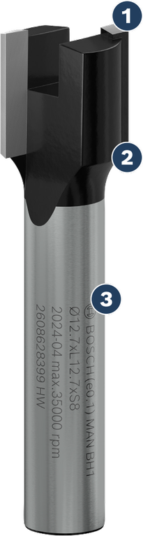 Bosch PRO-fräs med spårfräs 12,7 mm för exakta spår.