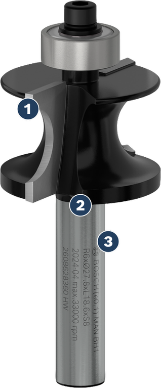 Bosch PRO-fräs med styrd stångpärla R6-skaft 8 mm.