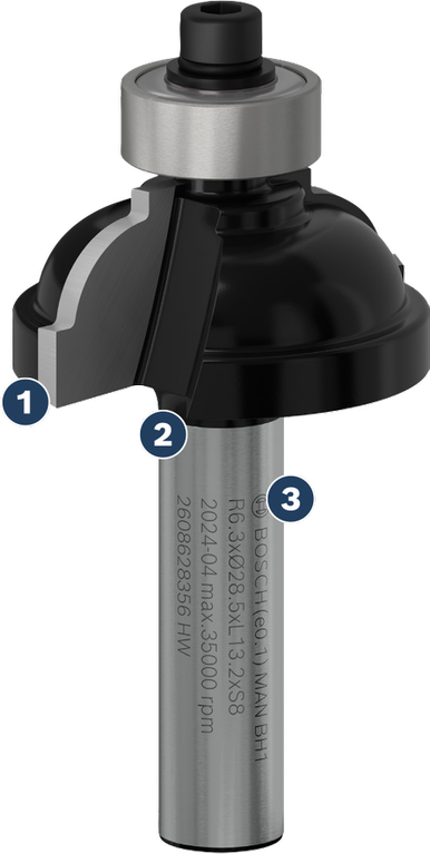 Fraise à arrondir Bosch avec guide à billes.