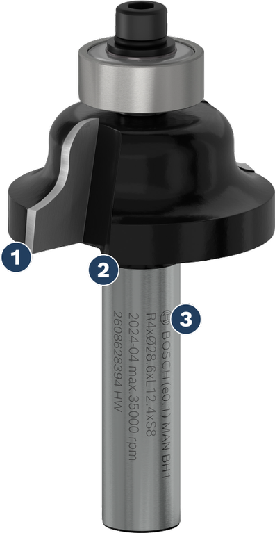 Bosch -Fräser zum Abrunden von Kanten.