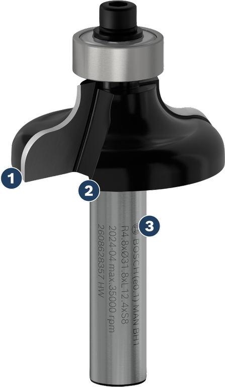 Bosch Abrundfräser mit Kugellagerführung.