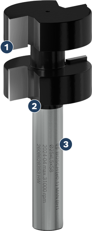 بت توصيل اللسان لجهاز التوجيه Bosch PRO بقطر 25 مم.