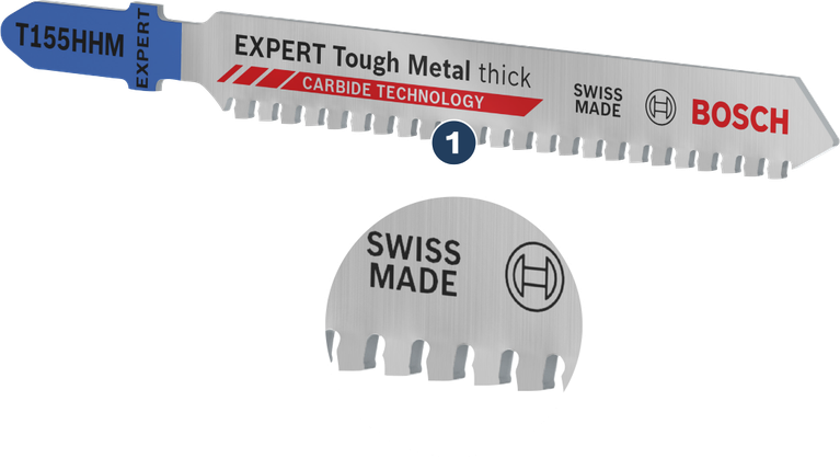 Bosch EXPERT Tough Metal tjockt T155HHM sticksågblad, hårdmetalltänder.