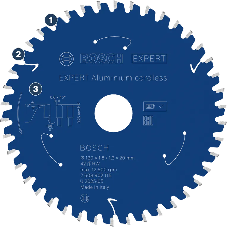 Lama per sega circolare a batteria Bosch Expert Aluminium.