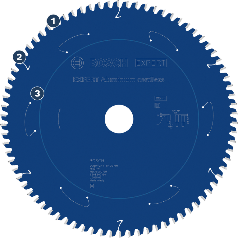 Lama per sega a batteria Bosch Expert Aluminium per il taglio del metallo.