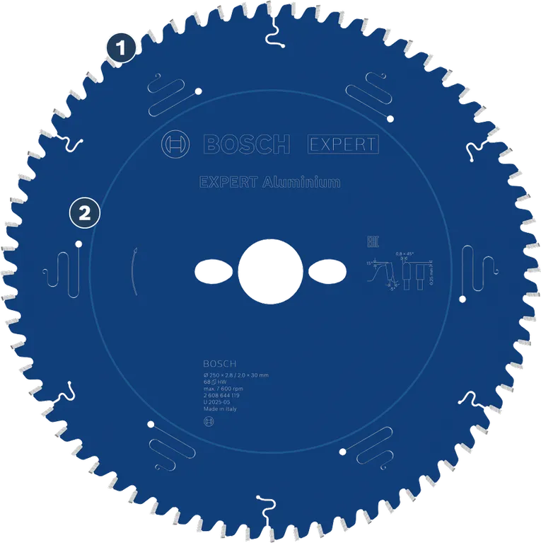 Lame de scie circulaire Bosch Expert en aluminium pour une coupe précise.