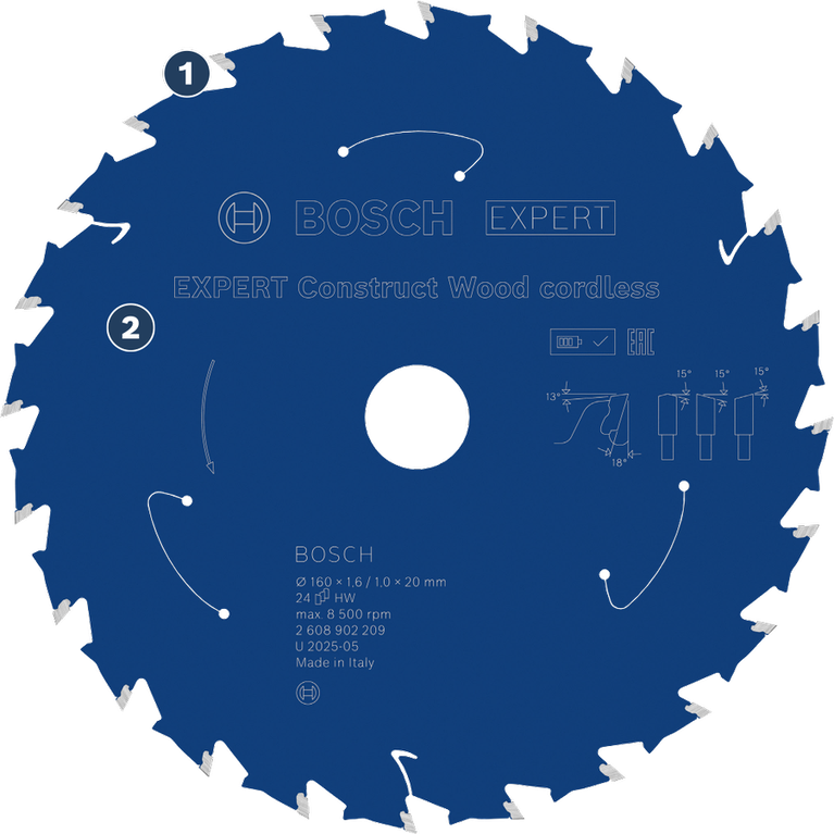 Akumulátorový pilový kotouč Bosch Expert Construct Wood.