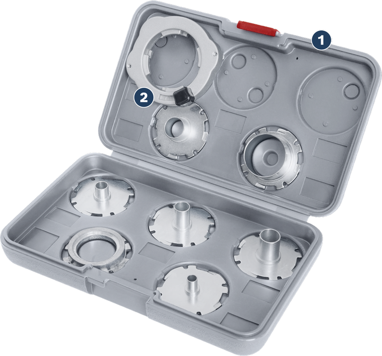 Bosch PRO skabelonvejledningssæt i Imperial-format, 8 dele i kuffert.