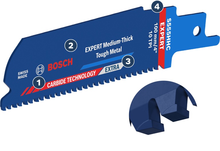 Lame de scie Bosch S555HHC Expert pour métaux d'épaisseur moyenne.