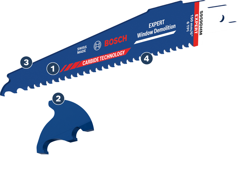 Bosch Expert Window Demolition saw blade with carbide technology.