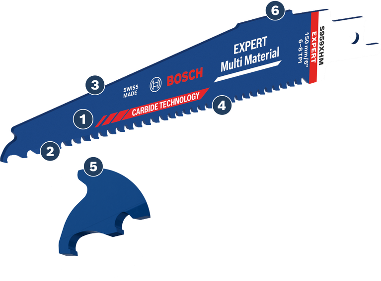 Lame de scie alternative Bosch Expert Multi Material avec technologie carbure.