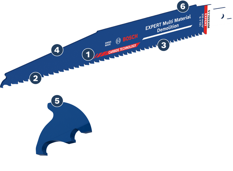 Lama per sega Bosch EXPERT Multi Material Demolition con tecnologia al carburo.