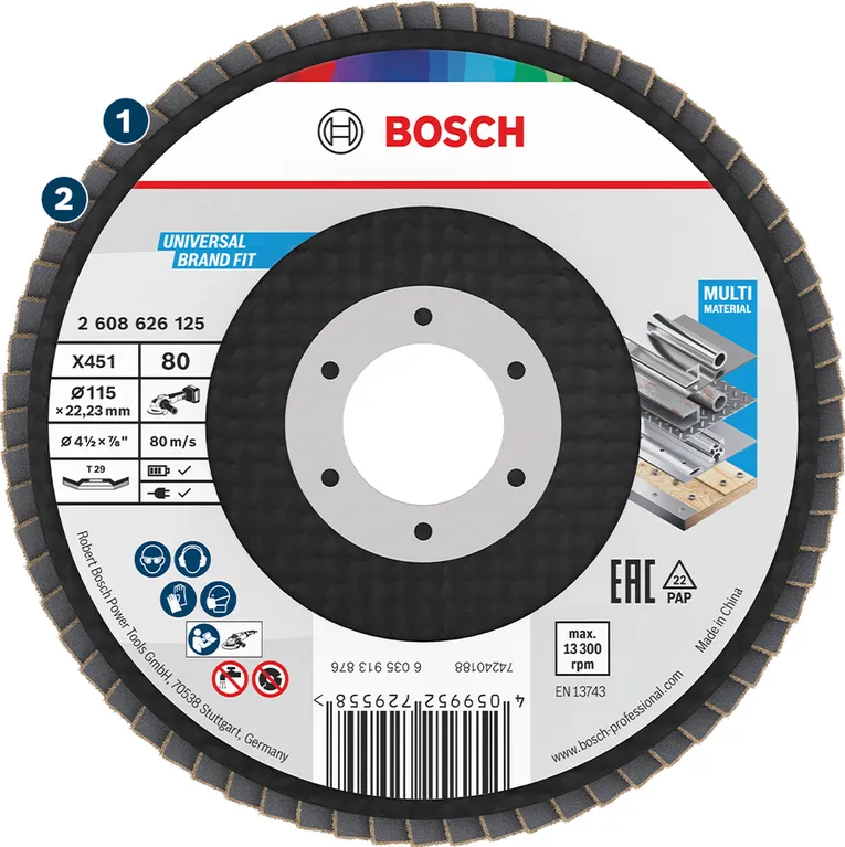 Bosch X451 Mehrstoff-Lamellenscheibe für universelles Schleifen.
