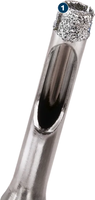 Bosch Diamantbohrer mit seitlicher Öffnung zum Fliesenschneiden.