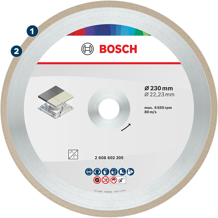 Диск для резки керамики Bosch диаметром 230 мм для плитки.