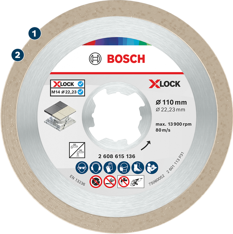 قرص قطع الماس Bosch X-LOCK للأحجار والبلاط.