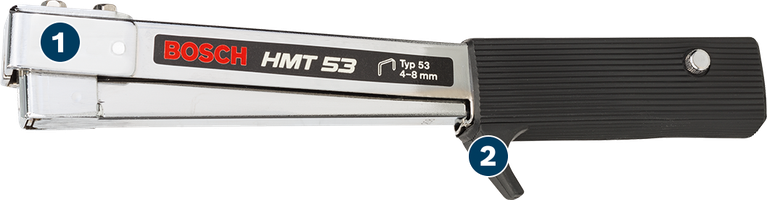Ročni spenjalnik Bosch HMT 53 za sponke premera 4–8 mm.