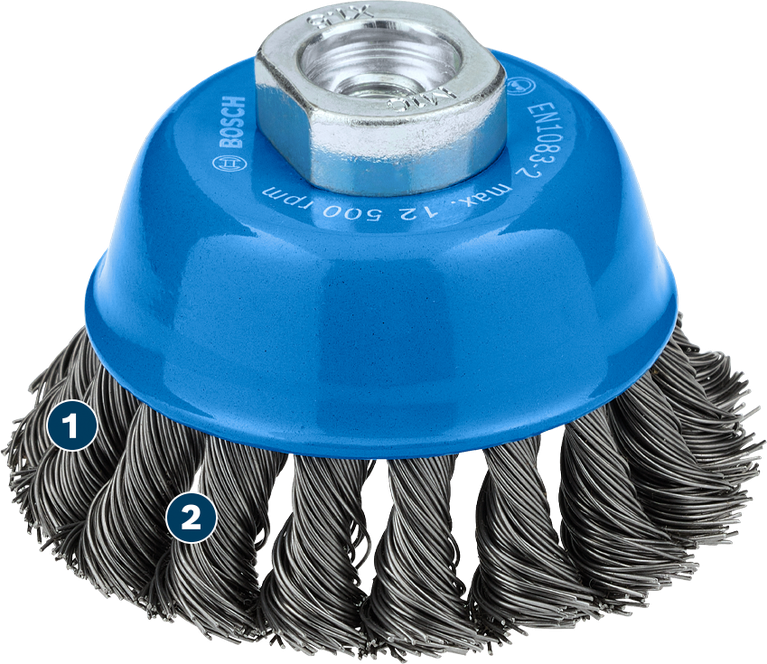 Bosch Metall-Topfbürste, schwer, 75 mm, für Winkelschleifer.