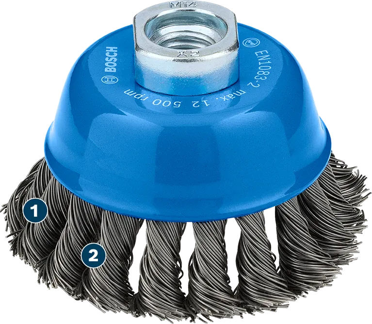 Bosch Metall-Topfbürste, schwer, 75 mm, für Winkelschleifer.