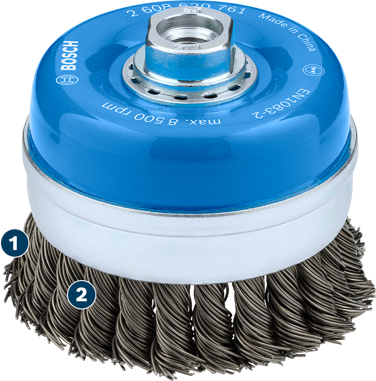 Bosch Metall-Topfbürste, schwer, 100 mm, für Winkelschleifer.