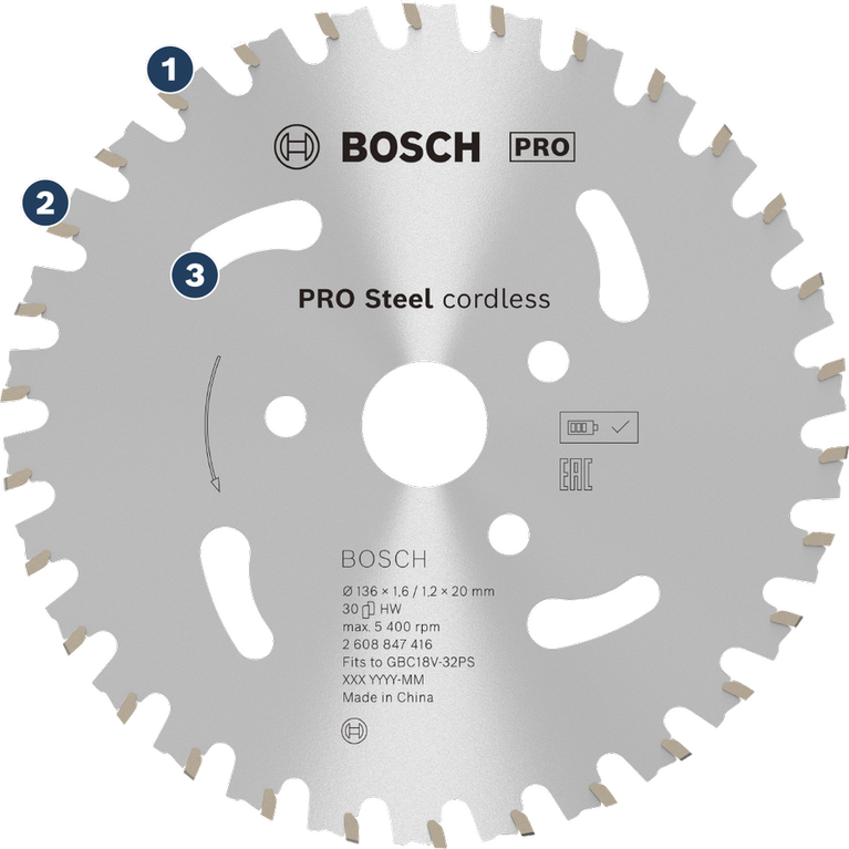 Lame de scie sans fil Bosch PRO Steel pour coupe-armatures.