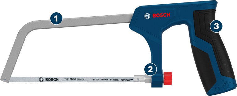 منشار Bosch ثنائي المعدن بطول 150 مم لقطع المعادن الرقيقة بدقة.