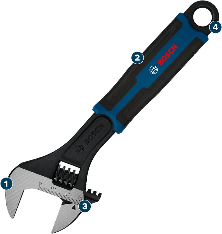 مفتاح ربط قابل للتعديل من Bosch بمقبض مريح.