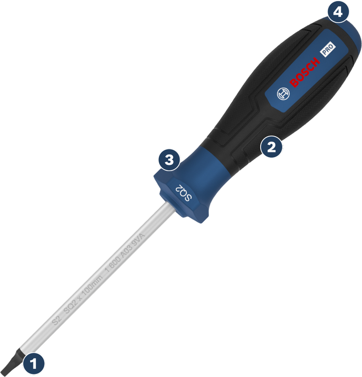 Destornillador plano Bosch Pro con mango ergonómico.