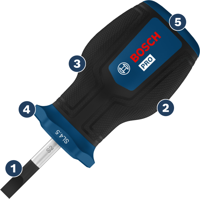 Destornillador Bosch Pro SL4.5 con mango ergonómico.
