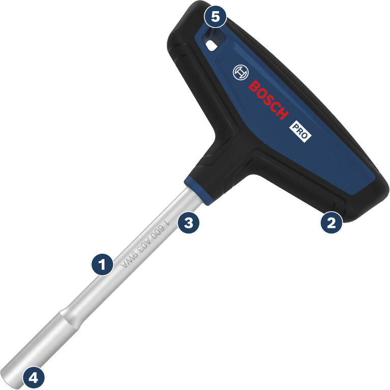 Destornillador Bosch PRO con mango en T y empuñadura ergonómica.