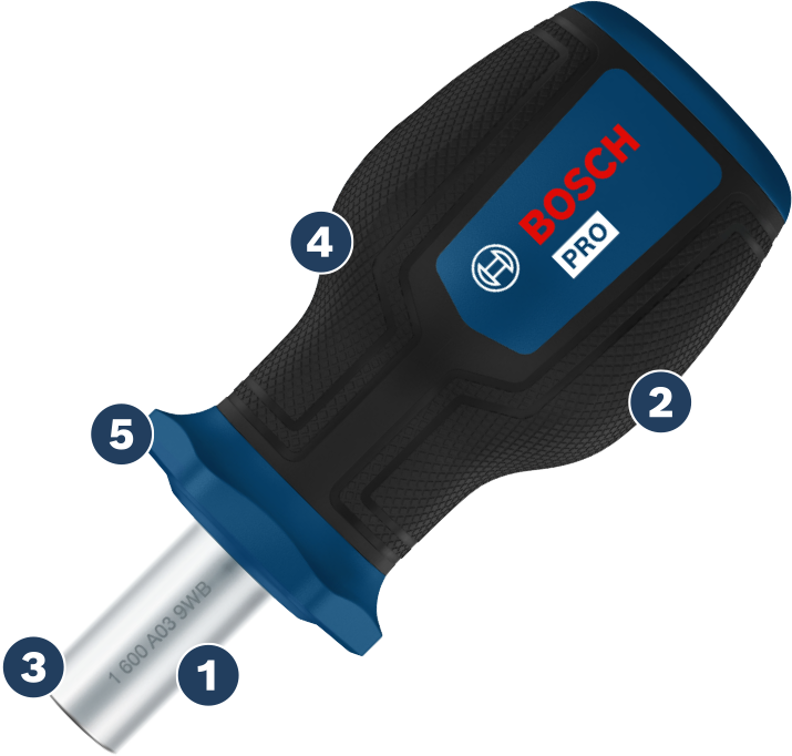 مفك براغي Bosch برو ذو رأس قصير مع مقبض مريح.